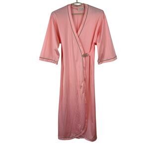 Vintage Vanity Fair Collectibles Robe Pink Gold Trim Dacron Nylon USA size 10